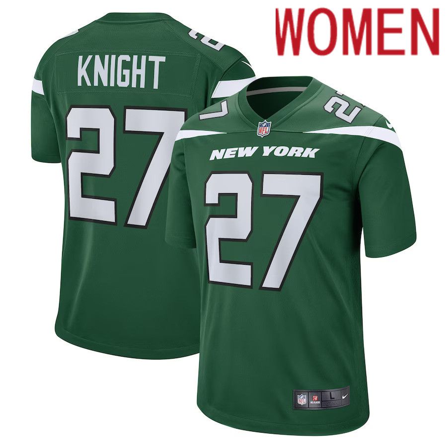 Women New York Jets #27 Zonovan Knight Nike Gotham Green Game Player NFL Jersey->women nfl jersey->Women Jersey